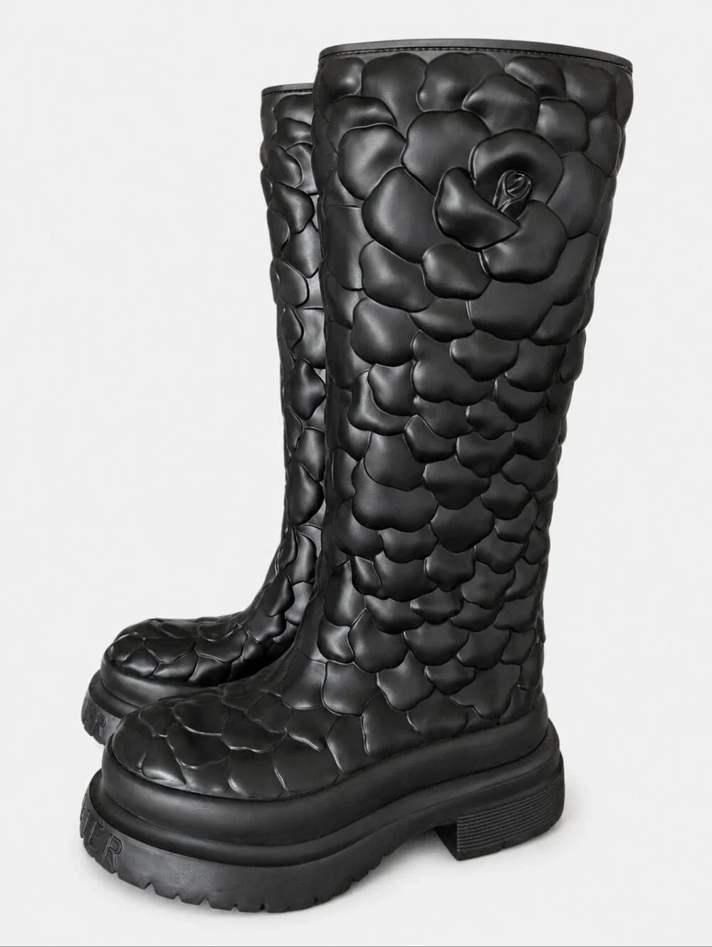 VALENTINO GARAVANI | Atelier 03 Rose Platform Rain Boots 36 Black With Box NWT